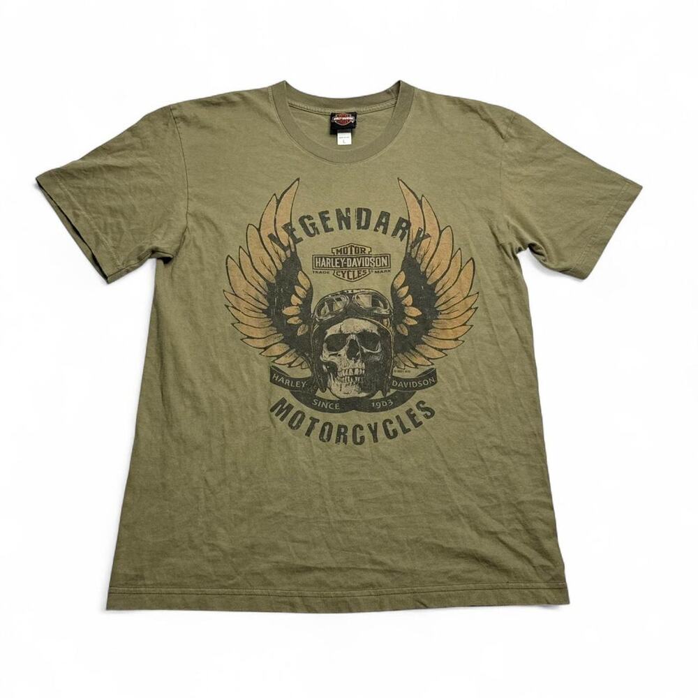 San Jacinto Harley Davidson Pasadena TX Skull  Graphic Tee Size Large